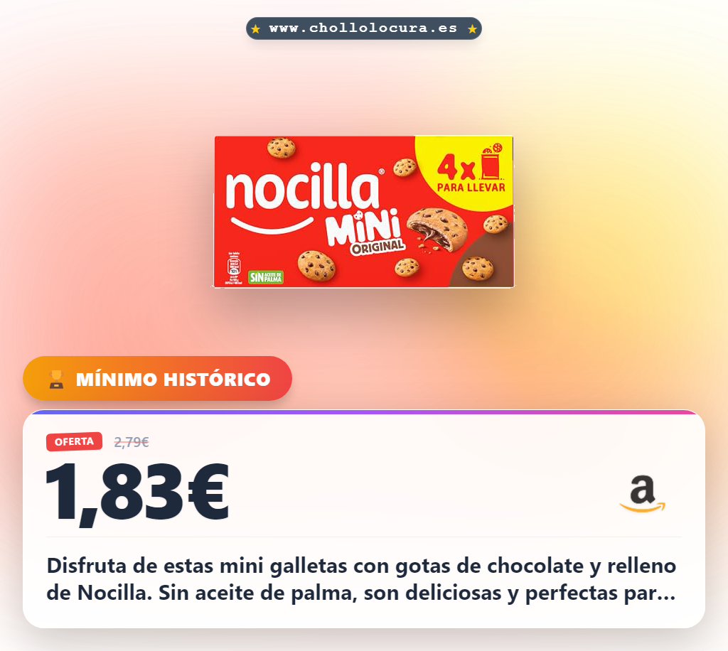 Aprovecha las Nocilla Mini Cookies sin aceite de palma con gotas de chocolate y relleno cremoso