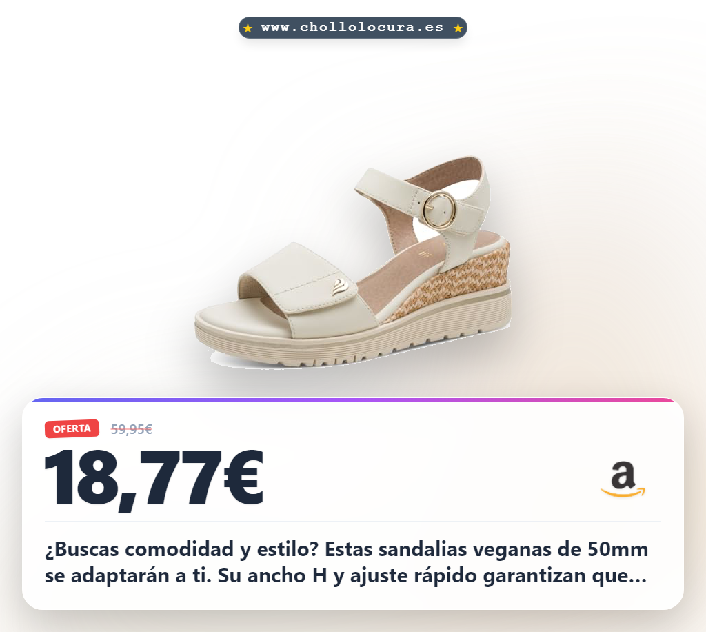 Encuentra sandalias de cuña veganas beige para mujer: comodidad H, 50mm y estilo al mejor precio.