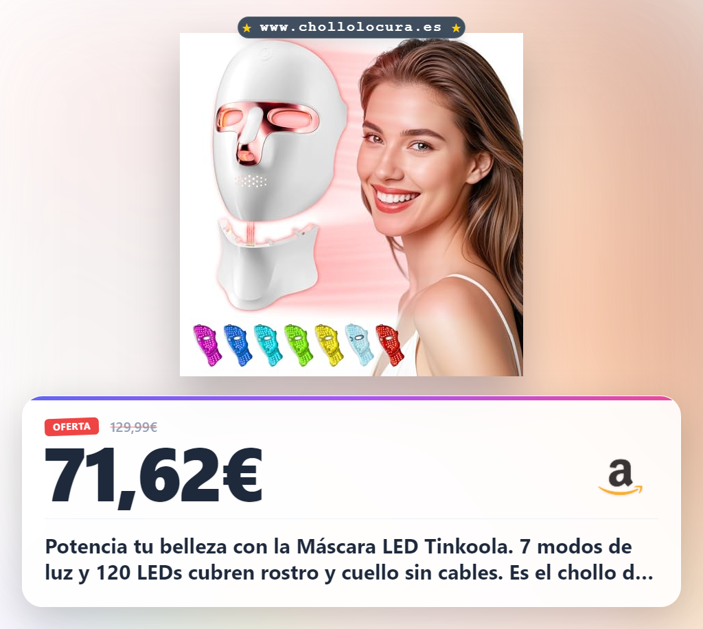 Descubre la Máscara LED Tinkoola Rosa para Cara y Cuello con 7 Modos y USB-C al mejor precio