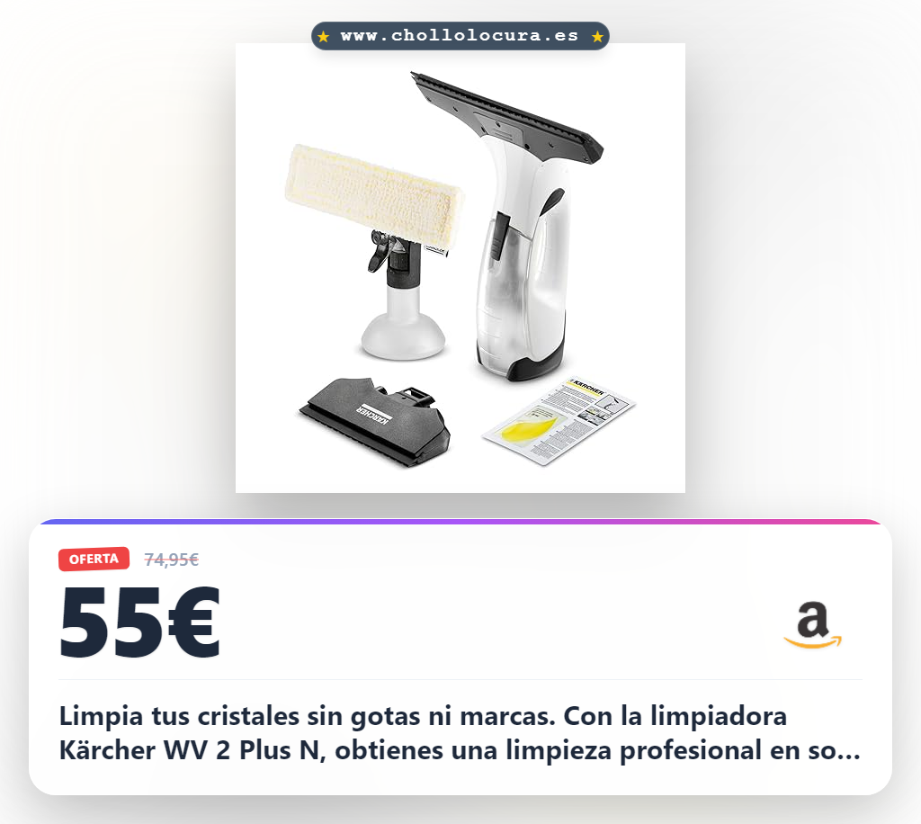 Aprovecha la limpiadora Kärcher WV 2 Plus N para cristales sin gotas y marcas al mejor precio