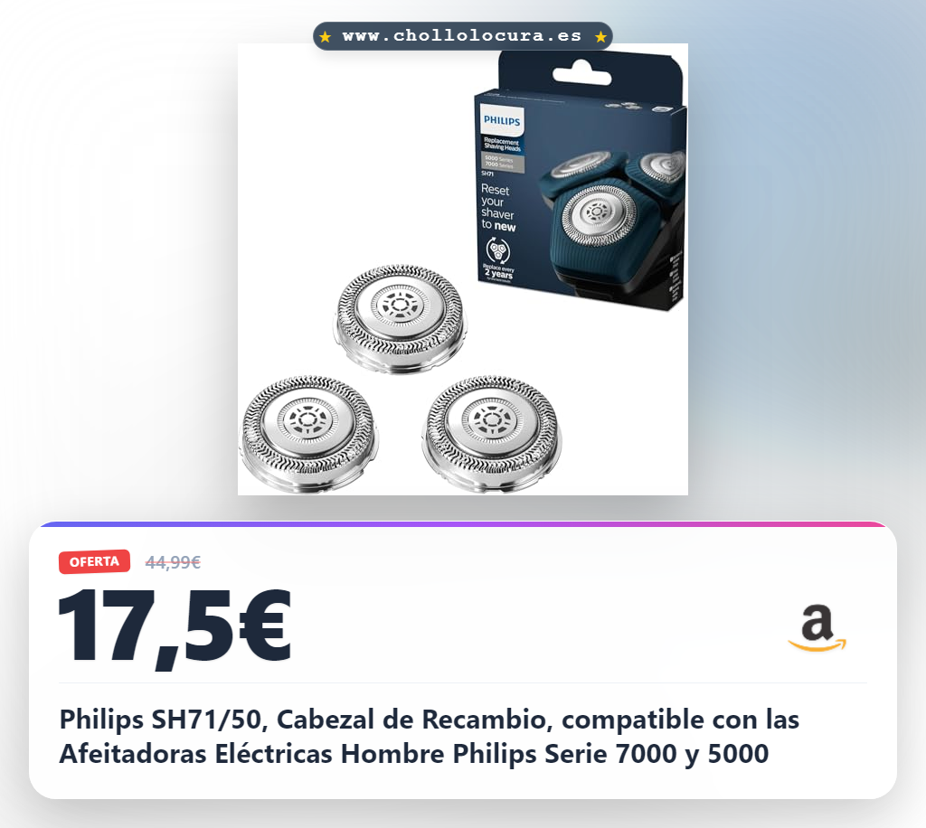 Philips SH71/50, Cabezal de Recambio, compatible con las Afeitadoras Eléctricas Hombre Philips Serie 7000 y 5000