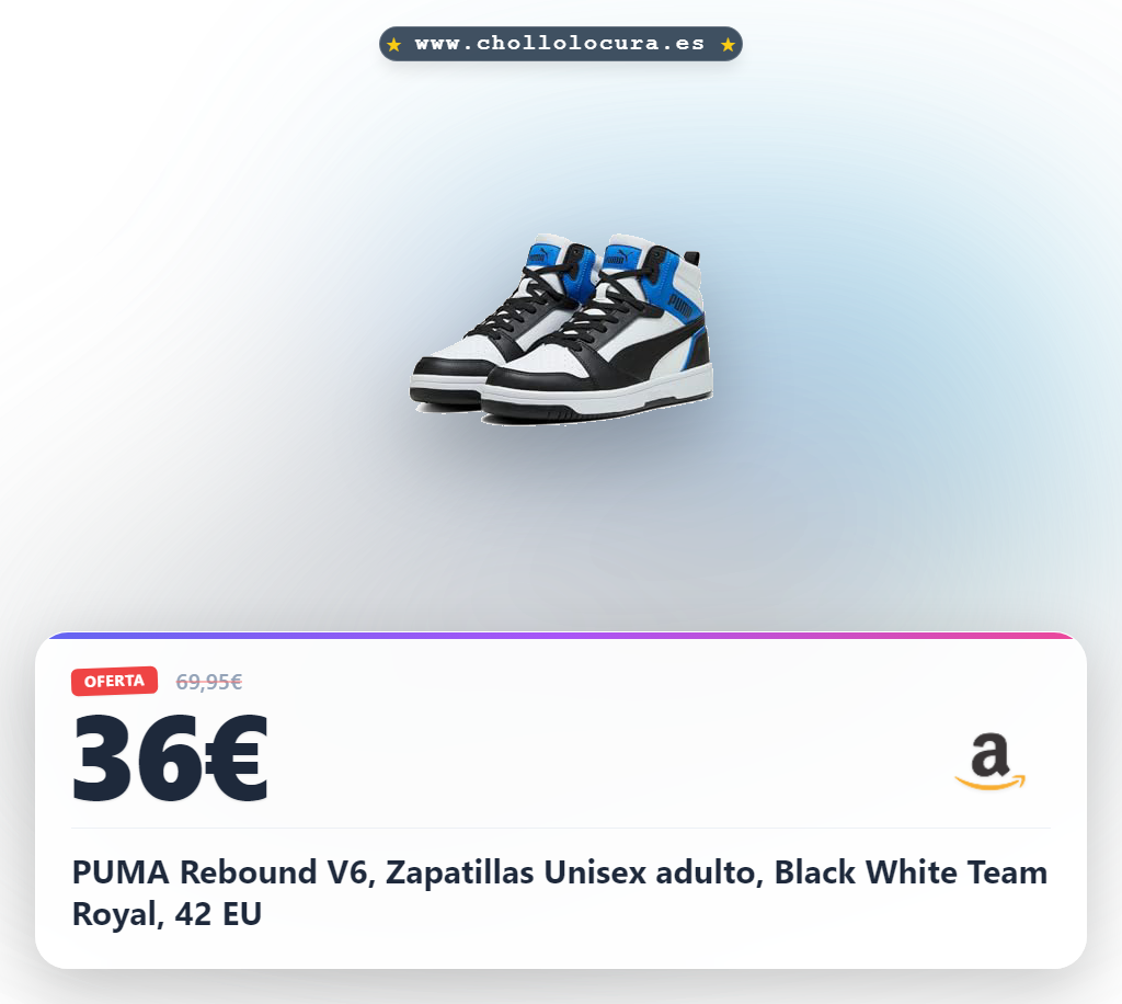 PUMA Rebound V6, Zapatillas Unisex adulto, Black White Team Royal, 42 EU
