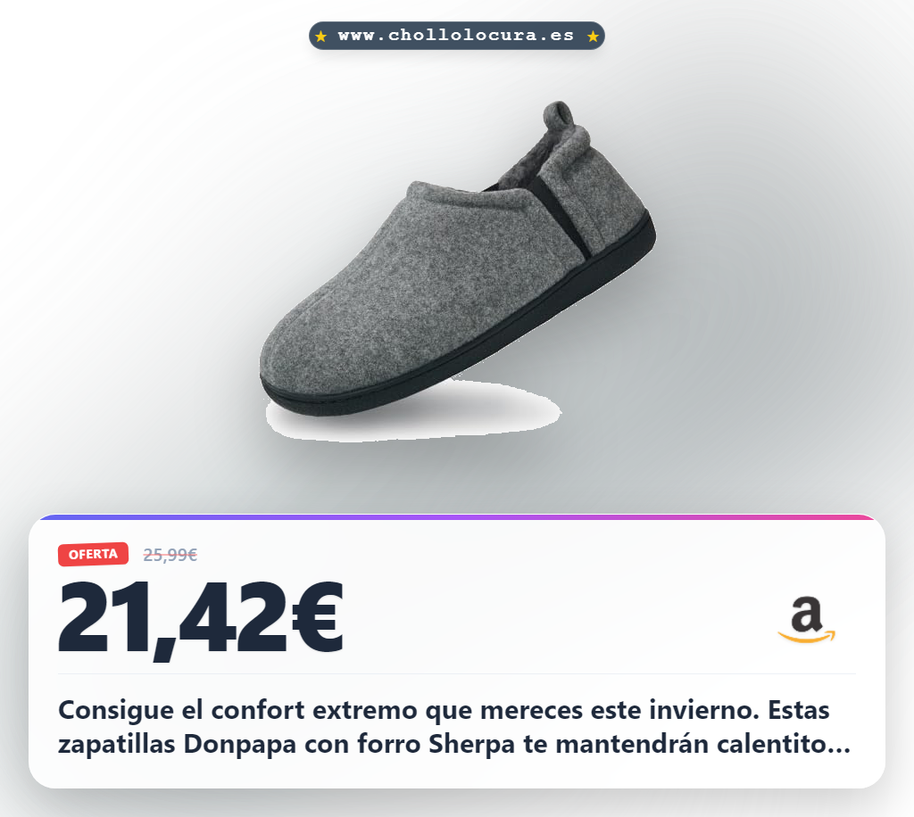 Llévate las zapatillas de casa Donpapa para hombre con forro Sherpa y espuma memoria al mejor precio