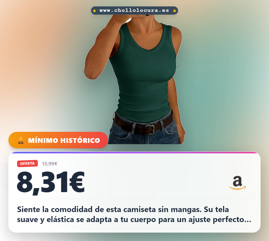 Aprovecha esta camiseta sin mangas acanalada mujer para el verano al mejor precio de chollo