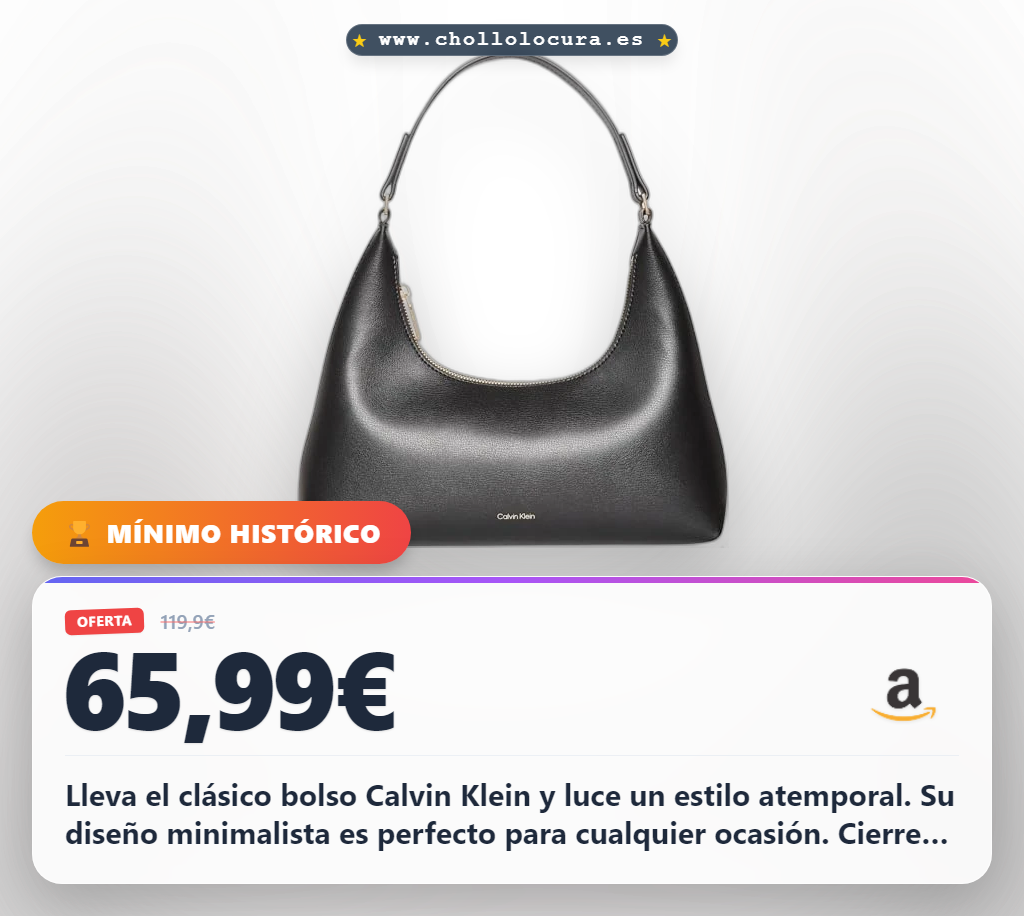 Lleva el clásico bolso Calvin Klein y luce un estilo atemporal. Su diseño minimalista es perfecto para cualquier ocasión. Cierre seguro y espacio interior para todo lo que necesitas. Elegancia y practicidad en un solo bolso.