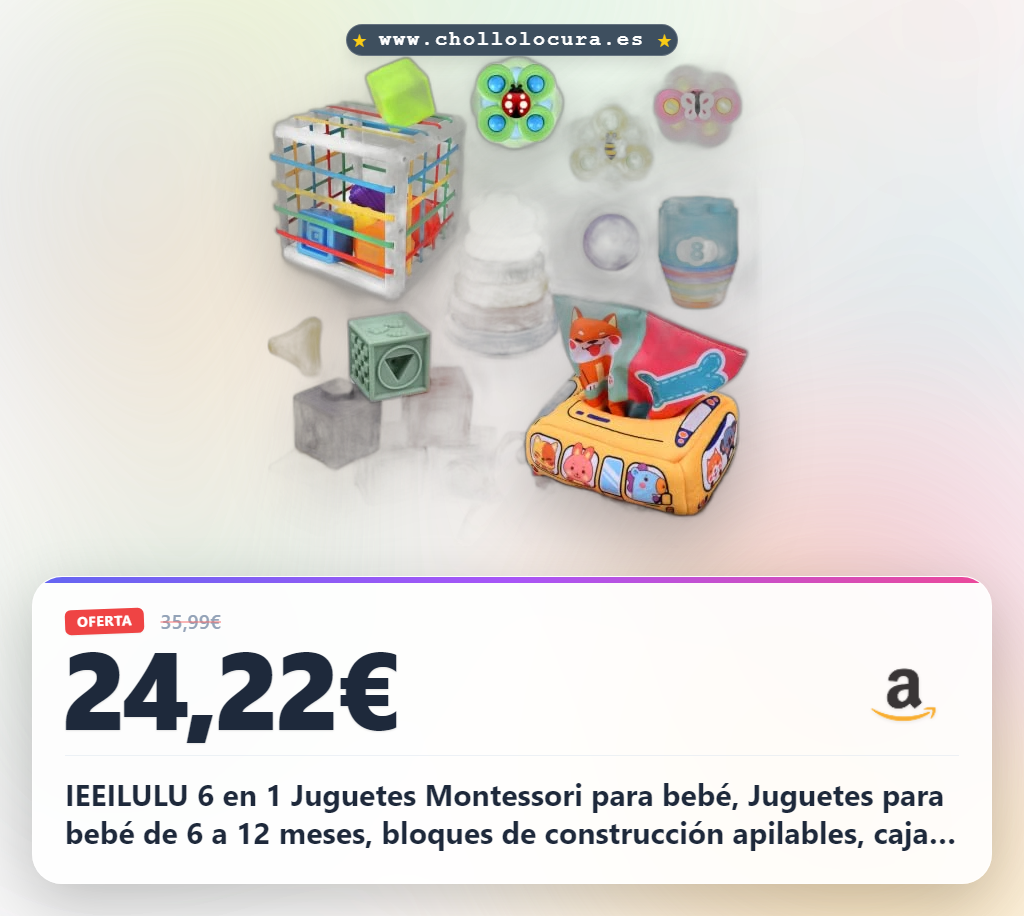 IEEILULU 6 en 1 Juguetes Montessori para bebé, Juguetes para bebé de 6 a 12 meses, bloques de construcción apilables, caja de pañuelos, juguetes Montessori para niños pequeños de 1 2 3 años, regalo