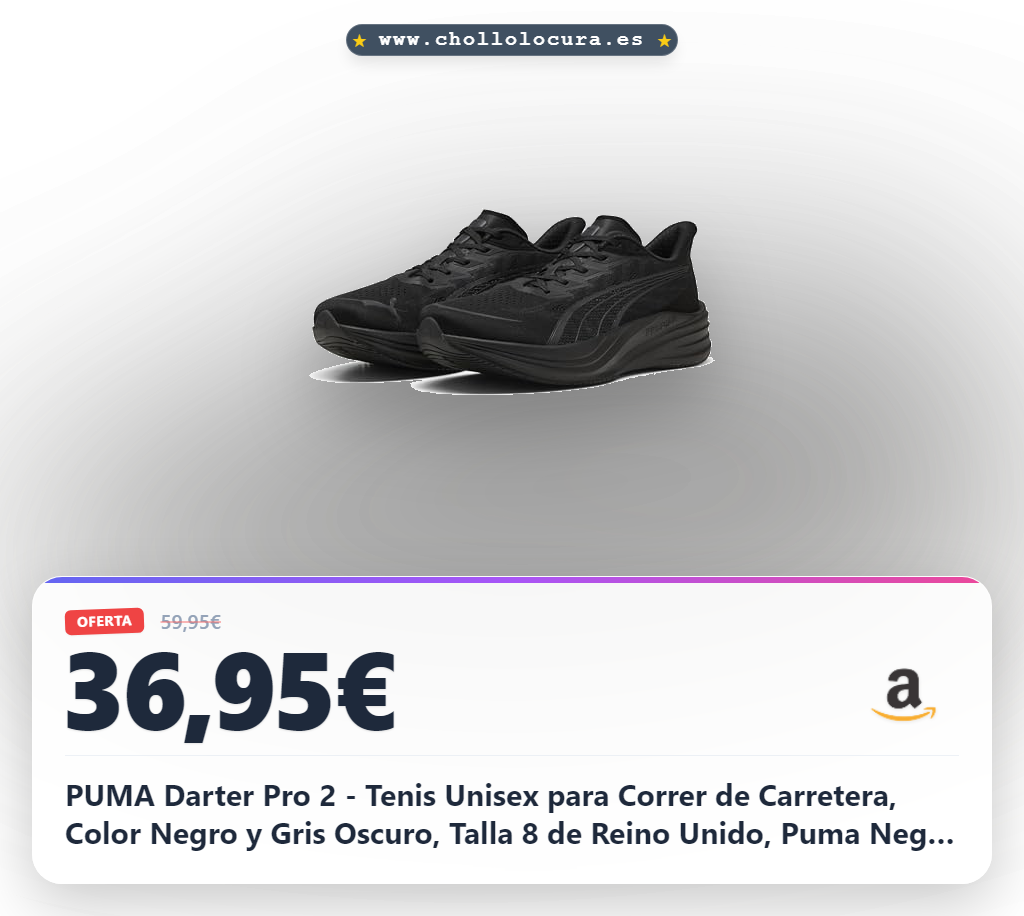 PUMA Darter Pro 2 - Tenis Unisex para Correr de Carretera, Color Negro y Gris Oscuro, Talla 8 de Reino Unido, Puma Negro y Gris Oscuro, 42 EU