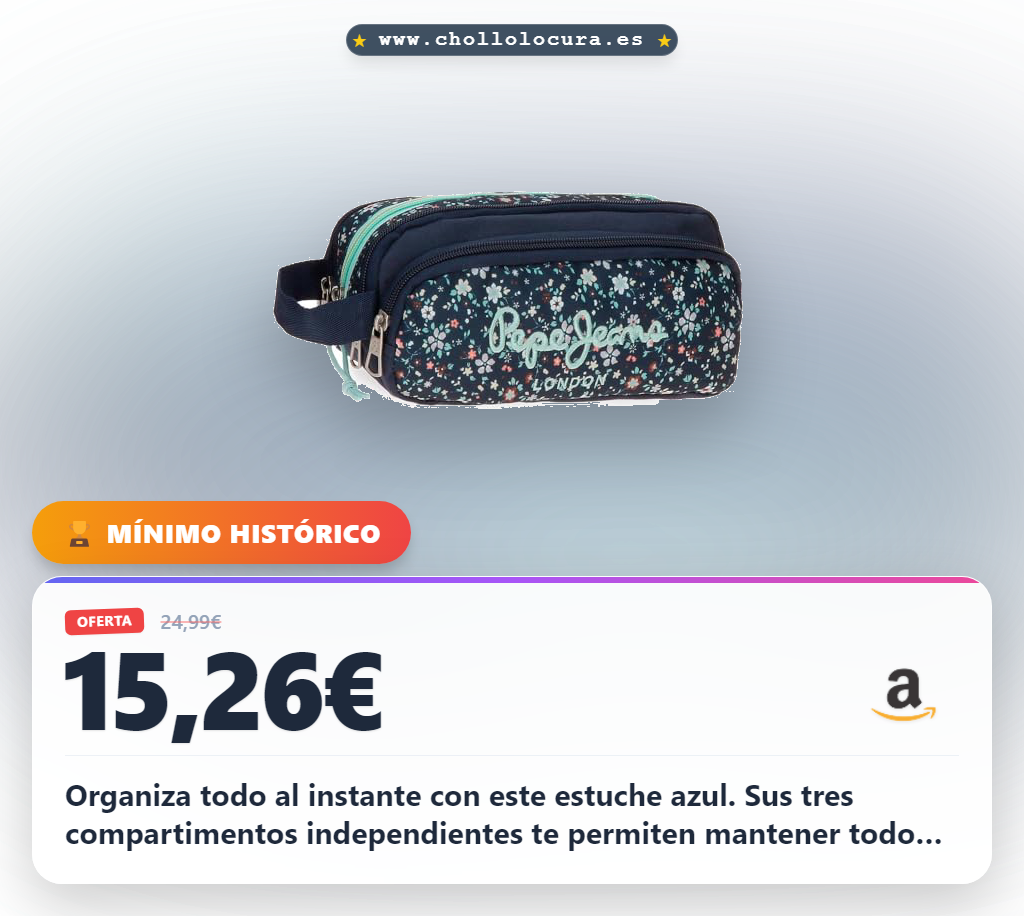 Aprovecha este estuche Pepe Jeans Alenka azul con organizador y cremalleras al mejor precio