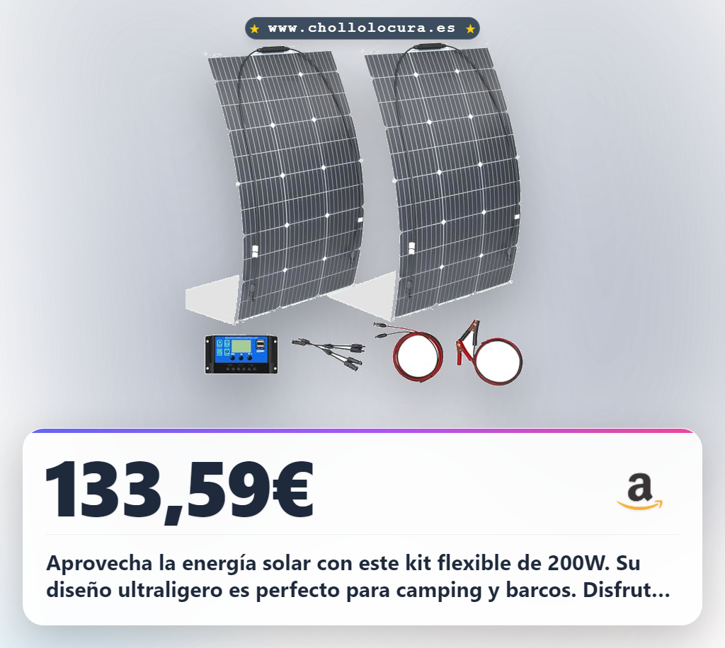 Aprovecha este kit solar flexible 200W para camping y barcos al mejor precio con máxima eficiencia