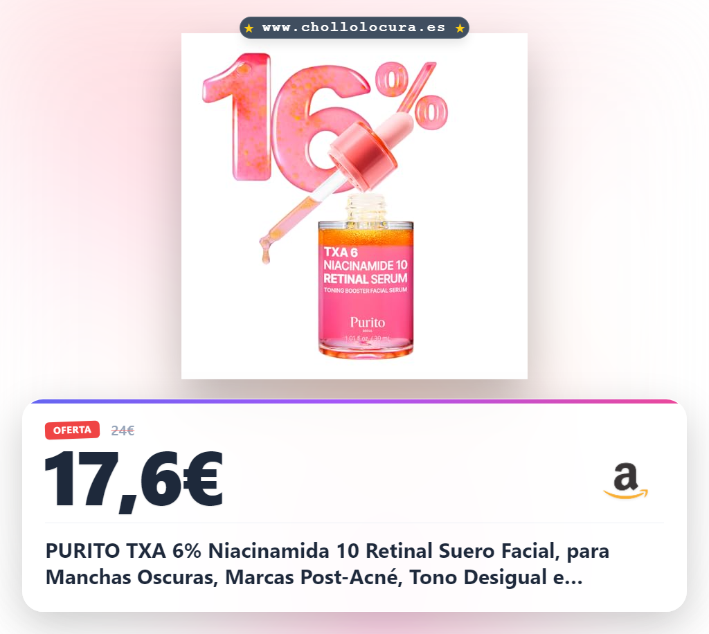 PURITO TXA 6% Niacinamida 10 Retinal Suero Facial, para Manchas Oscuras, Marcas Post-Acné, Tono Desigual e Hiperpigmentación, 16% Fórmula Triple Activa para Piel Clara, Cuidado de la piel Coreana