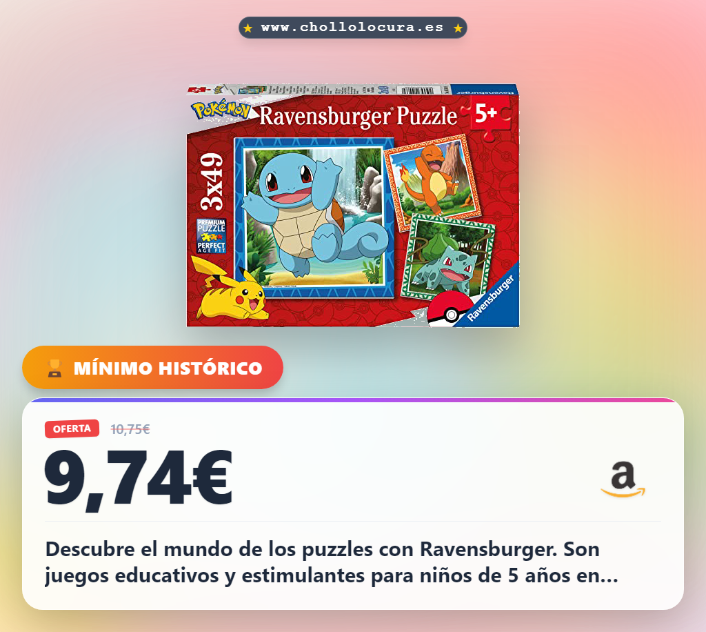 Descubre el mundo de los puzzles con Ravensburger. Son juegos educativos y estimulantes para niños de 5 años en adelante. La tecnología Soft-Click asegura un encaje perfecto y piezas robustas. ¡Crea tu obra de arte y decora tu habitación! Un regalo ideal para ti o tu familia.
