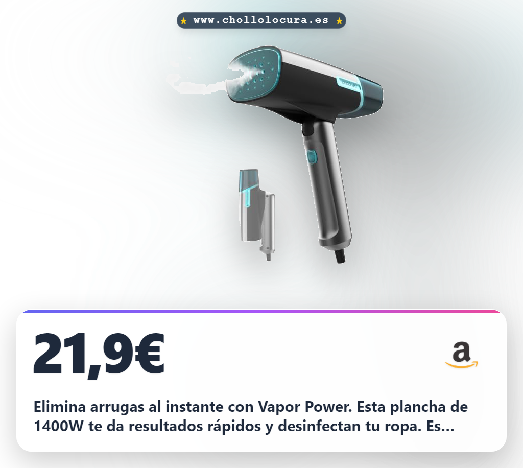 Aprovecha la plancha vertical Cecotec IronHero V-1400 Flex con Power Steam y vapor continuo al mejor precio para ropa perfecta y rápida.