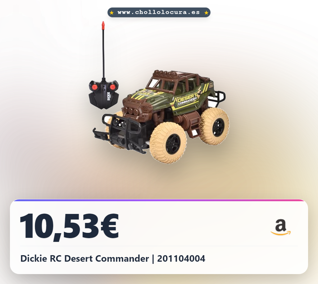 Encuentra el Dickie RC Desert Commander 201104004 en oferta al mejor precio para tus aventuras todoterreno.