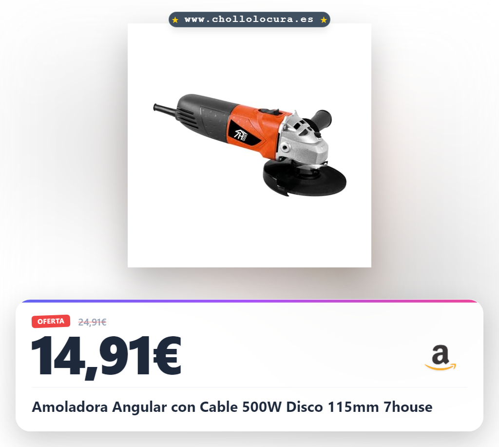 Amoladora Angular con Cable 500W Disco 115mm 7house