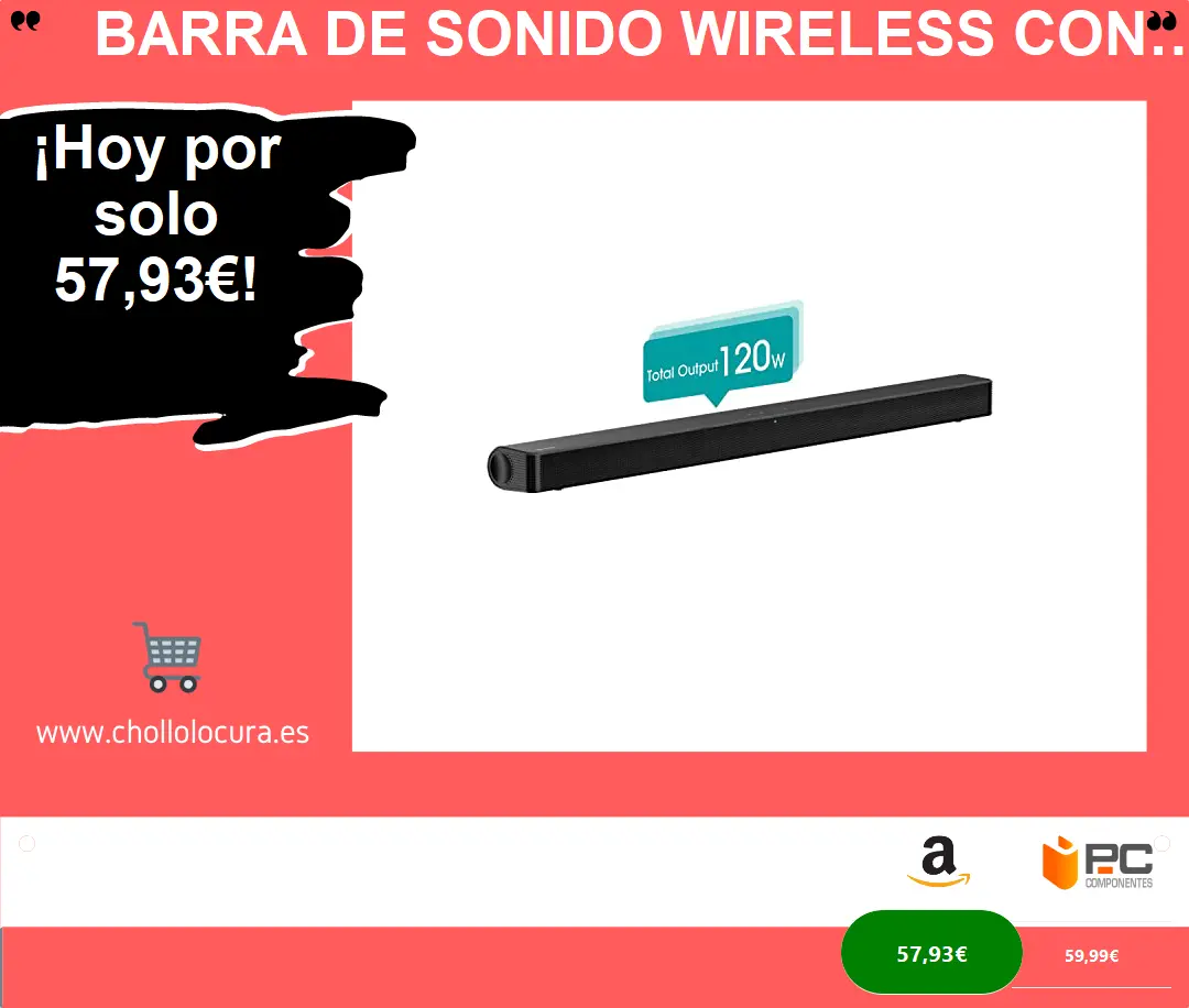 Barra de Sonido Wireless con Dolby Audio y DTS Virtual X