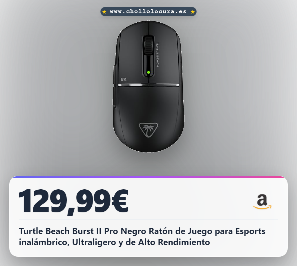 Turtle Beach Burst II Pro Negro Ratón de Juego para Esports inalámbrico, Ultraligero y de Alto Rendimiento