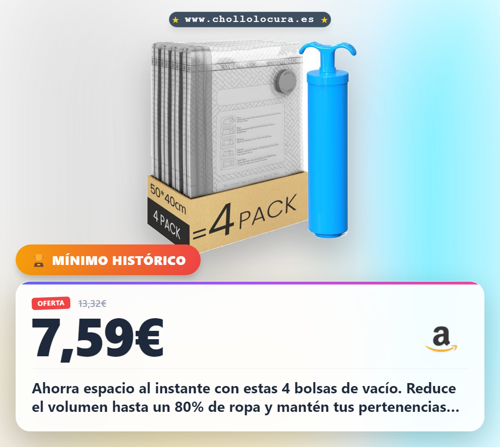 Aprovecha el juego de 4 bolsas de vacío para ropa viaje 50x40cm con bomba manual en oferta histórica