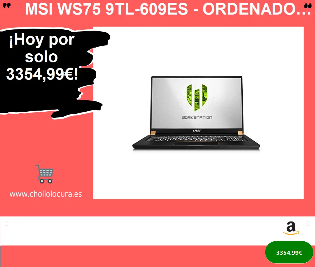 MSI WS75 9TL-609ES - Ordenador portátil de 17.3 " FHD (Intel Core i7-9750H, 32 GB RAM, 1 TB SSD, Nvidia Quadro RTX4000, Windows 10 Pro) negro - Teclado QWERTY Español