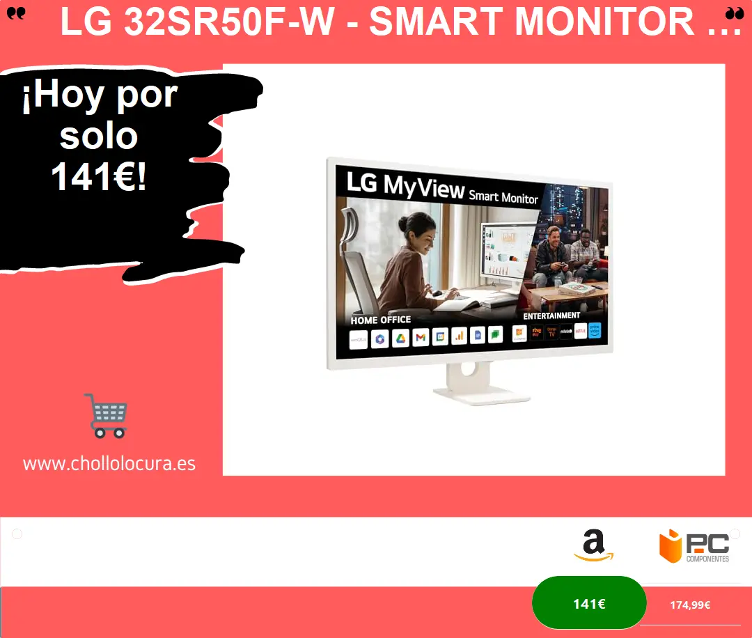 LG 32SR50F-W - Smart Monitor de 32 Pulgadas con Pantalla Full HD y WebOS