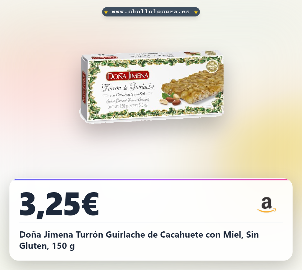 Doña Jimena Turrón Guirlache de Cacahuete con Miel, Sin Gluten, 150 g