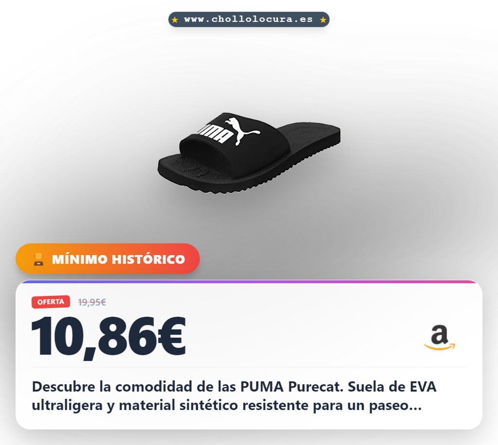 Aprovecha las chanclas PUMA Purecat unisex negro blanco talla 38 EU con suela de EVA en oferta