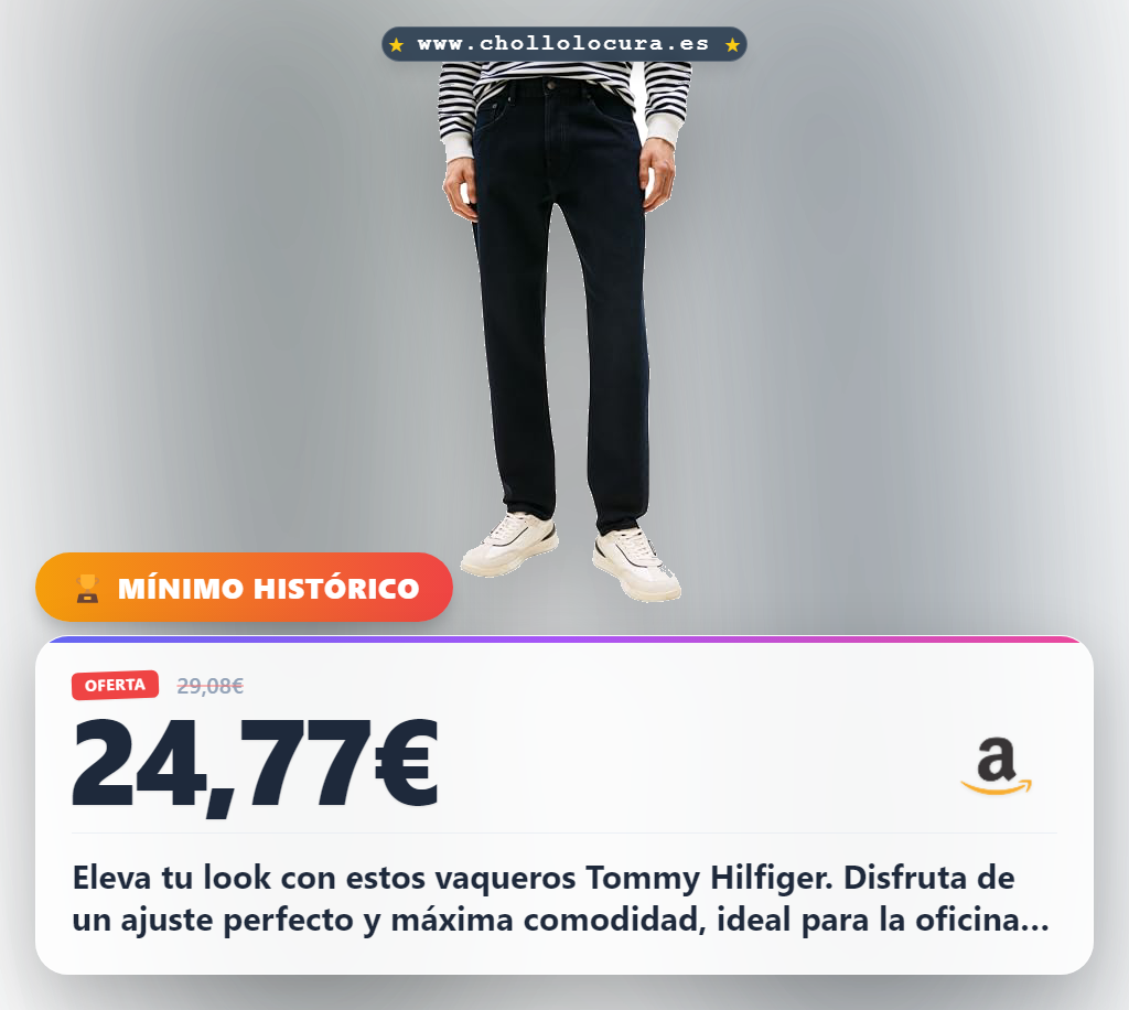 Eleva tu look con estos vaqueros Tommy Hilfiger. Disfruta de un ajuste perfecto y máxima comodidad, ideal para la oficina o el día a día. ¡Estilo icónico al mejor precio!