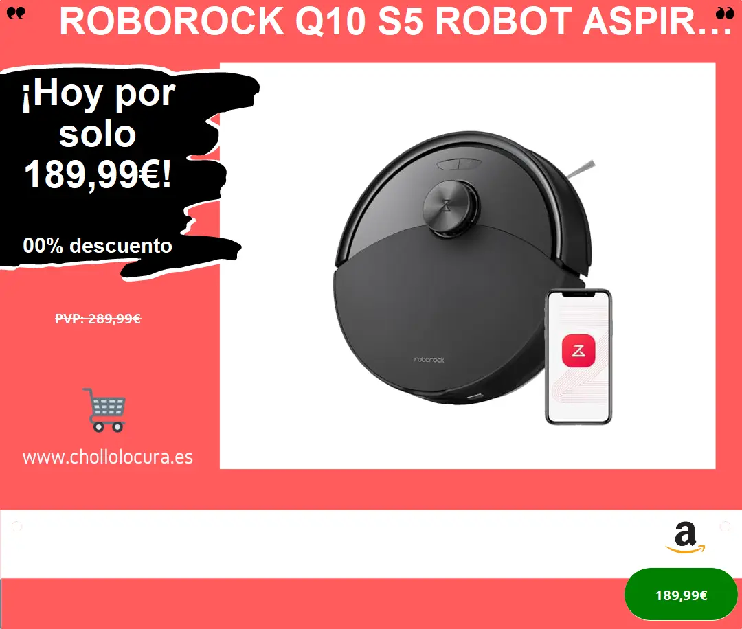 roborock Q10 S5 Robot Aspirador y Fregasuelos Succión HyperForce de 10000 Pa, Robot Vacuum con Doble Sistema Antienredos, Navegación PreciSense LiDAR, Evitación de Obstáculos Reactive Tech, Negro