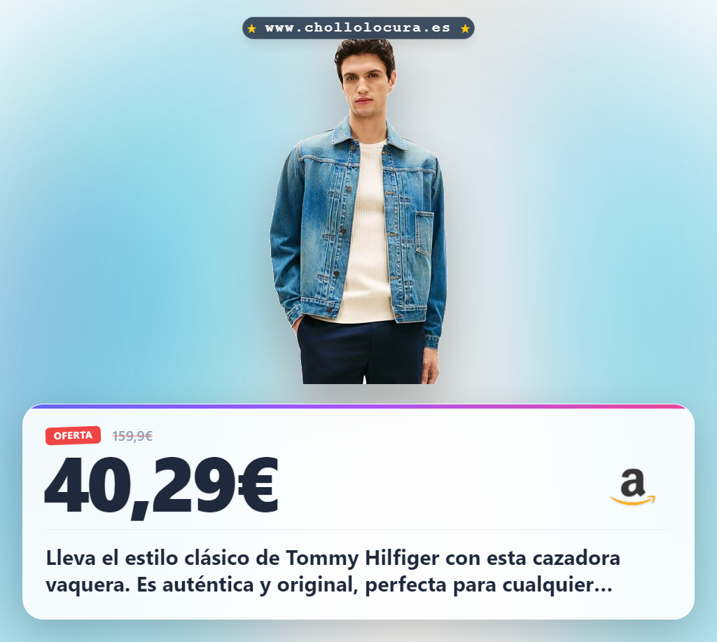 Aprovecha la cazadora vaquera Tommy Hilfiger Trucker azul para hombre. Producto auténtico y sostenible al mejor precio