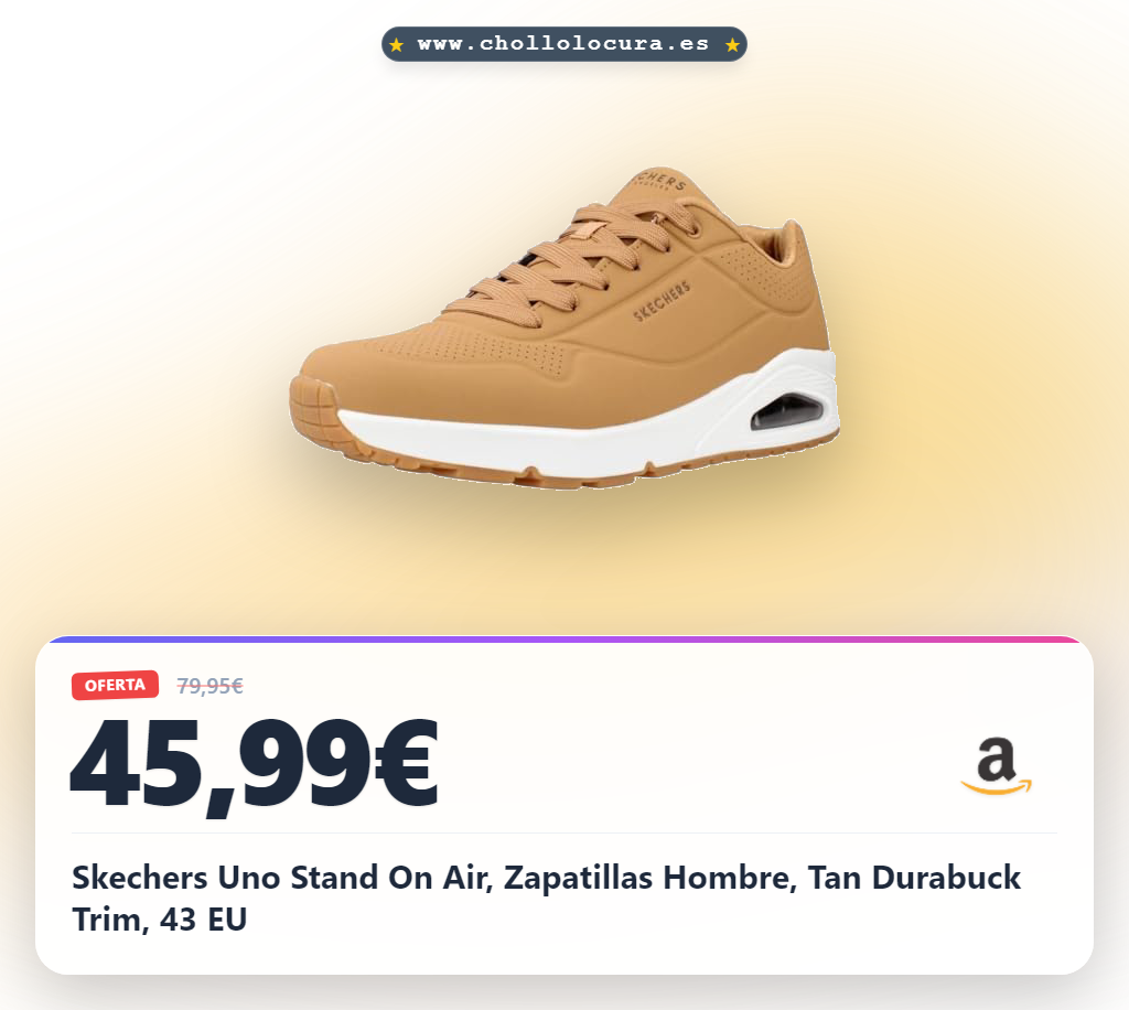 Skechers Uno Stand On Air, Zapatillas Hombre, Tan Durabuck Trim, 43 EU
