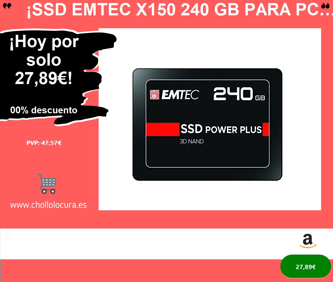 ¡SSD EMTEC X150 240 GB para PC! Velocidad 520 MB/s, SATA 6 Gbit/s