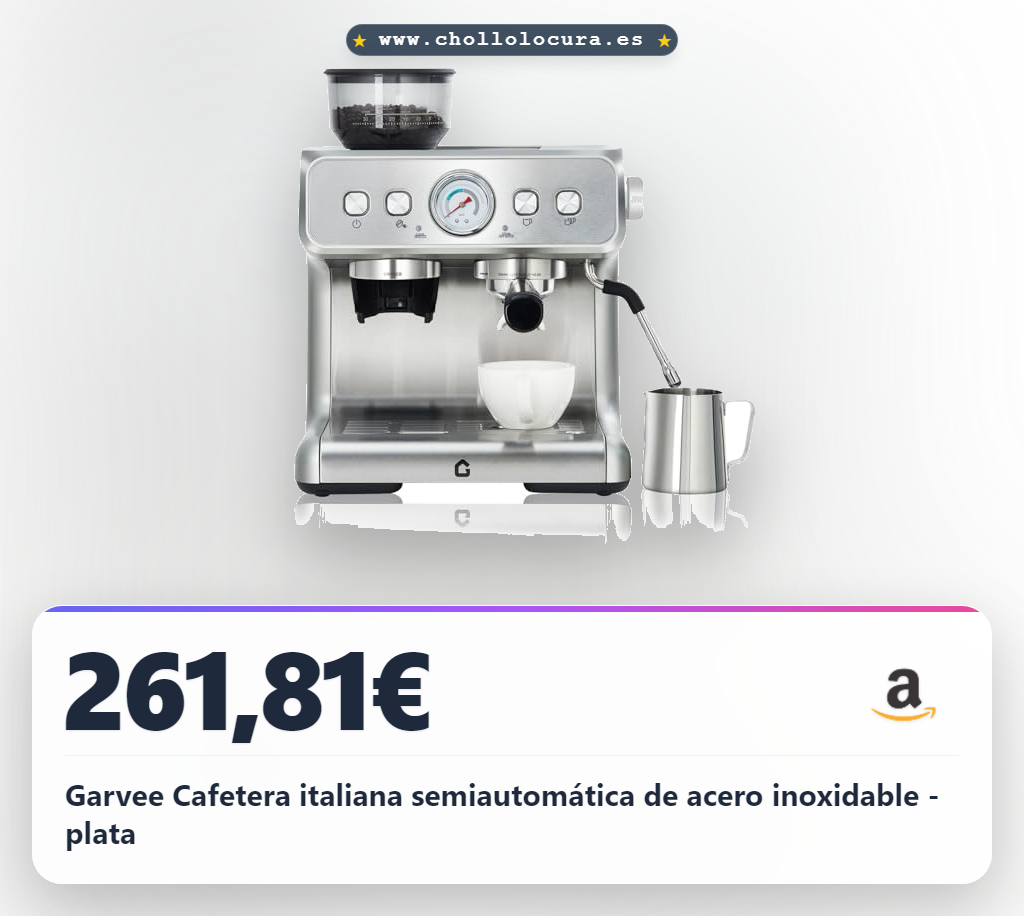 Garvee Cafetera italiana semiautomática de acero inoxidable - plata