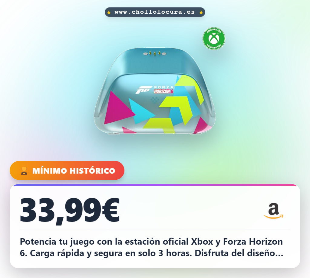Aprovecha la estación de carga magnética Xbox Series X|S Edición Limitada Forza Horizon 6 al mejor precio