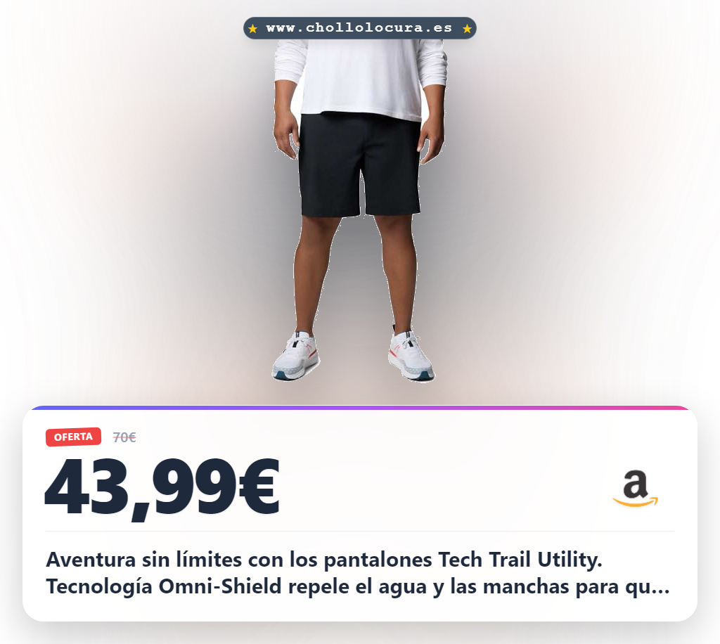 Aprovecha los pantalones cortos Columbia Tech Trail Utility repelentes al agua para hombre en oferta