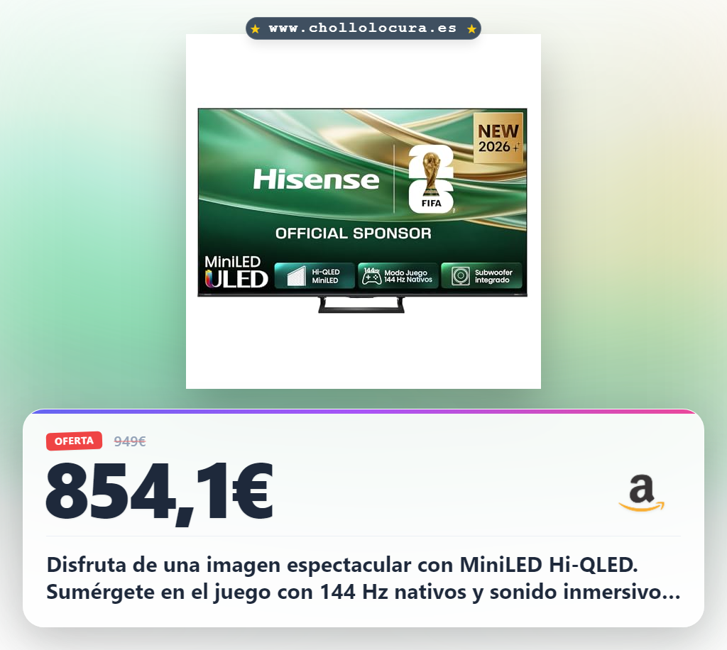 Aprovecha el televisor Hisense 75E8S MiniLED Hi-QLED con Modo Juego 144 Hz y Subwoofer integrado en oferta