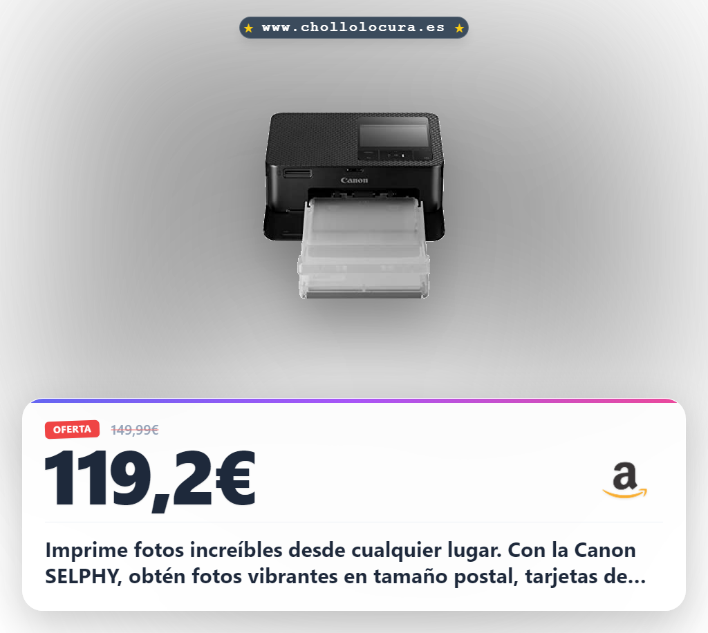 Aprovecha la impresora fotográfica Canon SELPHY CP1500 mini inalámbrica para impresión tamaño postal y miniadhesivos al mejor precio