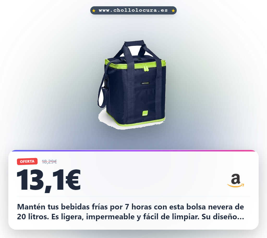 Obtén la bolsa nevera isotérmica Hella de 20 litros con interior impermeable y plegable al mejor precio