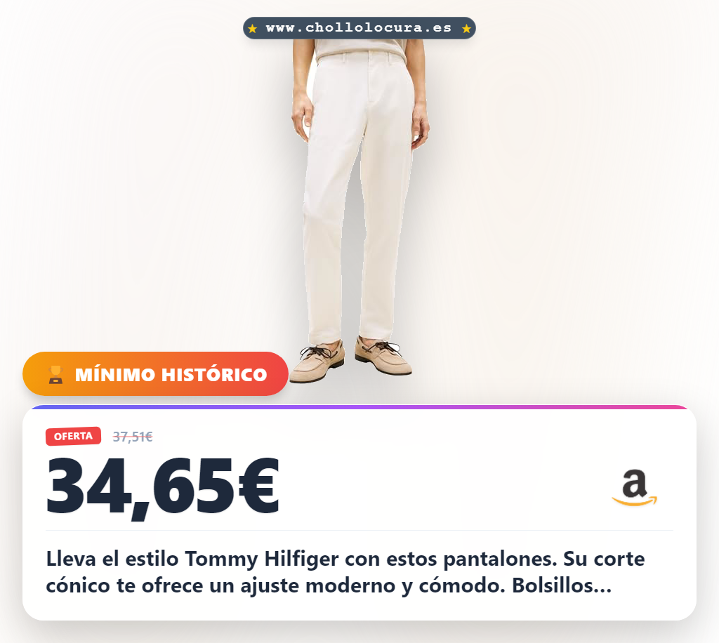 Aprovecha estos pantalones deportivos Tommy Hilfiger amarillos con pernera cónica y bolsillos al mejor precio de oferta