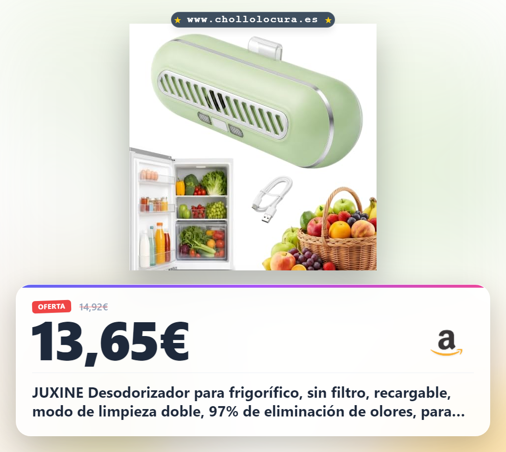 Ahorra de olores con el Desodorizador JUXINE para frigorífico y congelador, recargable y con modo de limpieza dual al mejor precio
