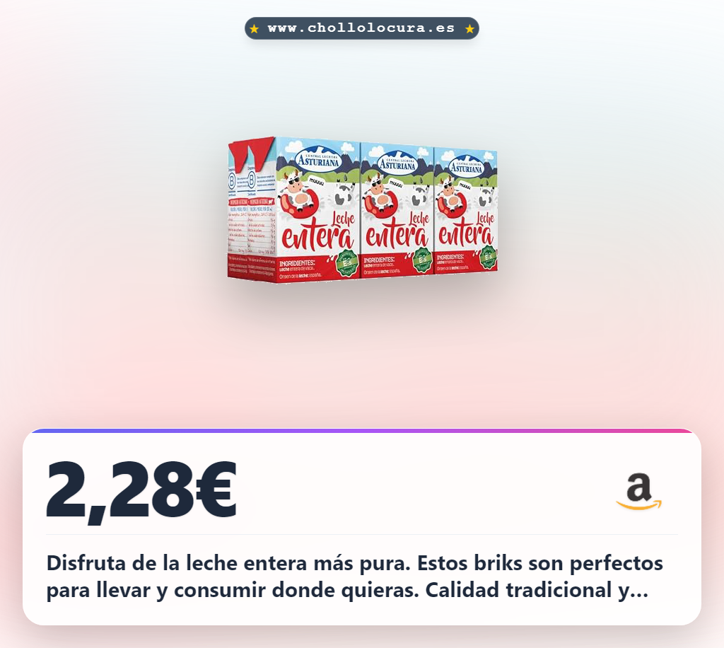 Consigue leche entera UHT Central Lechera Asturiana en pack de 6 brik al mejor precio de oferta