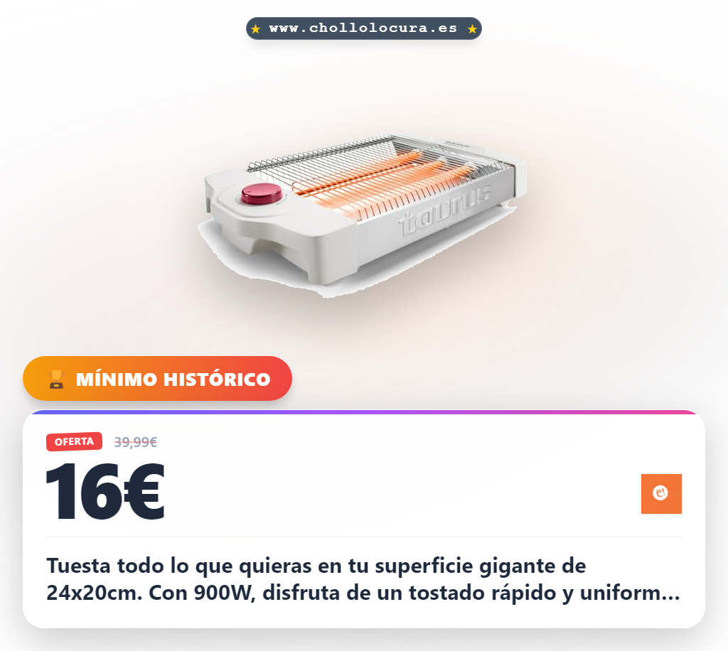 Logra el Tostador Neptuno Plus 24x20cm de 900W: Tostado rápido y uniforme en oferta histórica