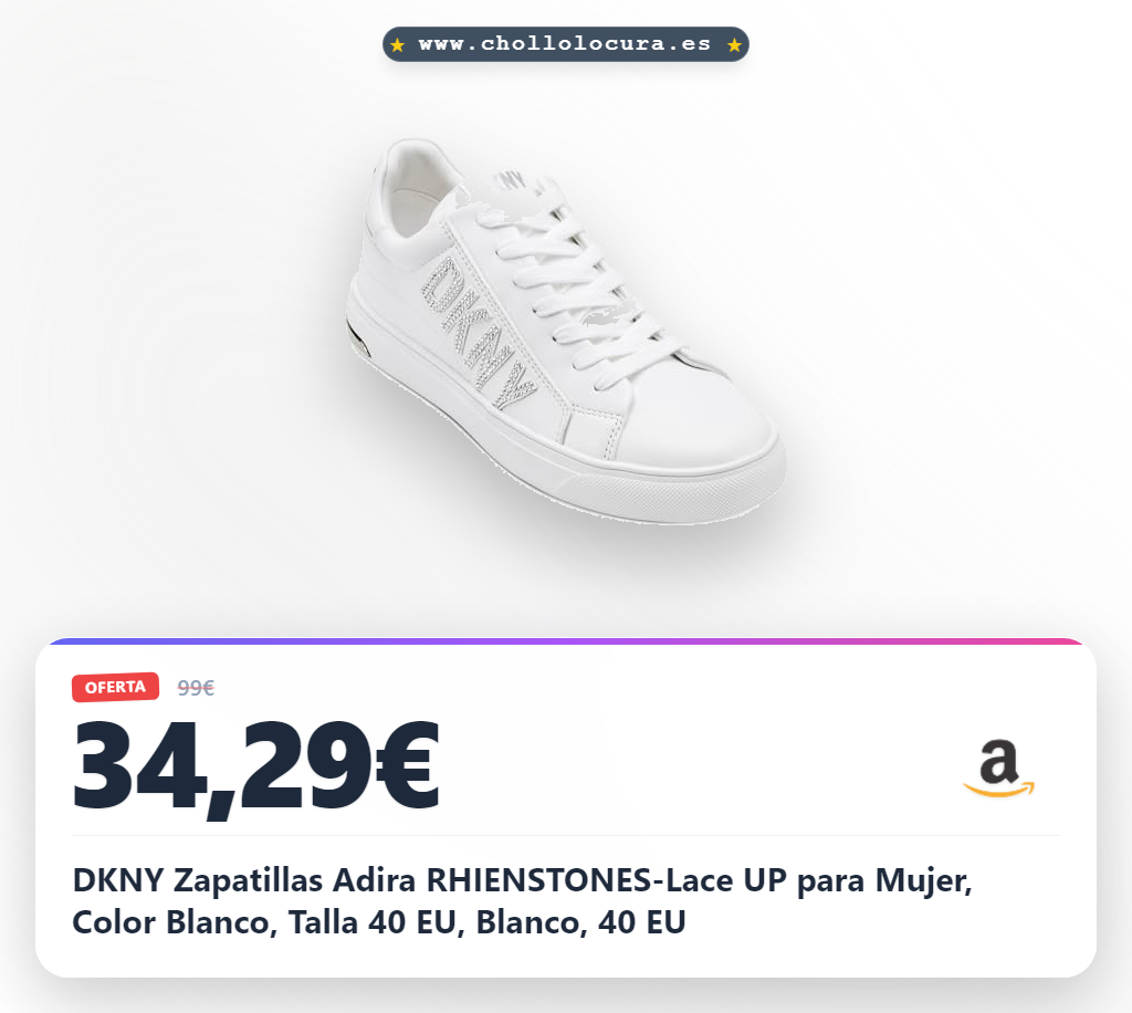 DKNY Zapatillas Adira RHIENSTONES-Lace UP para Mujer, Color Blanco, Talla 40 EU, Blanco, 40 EU