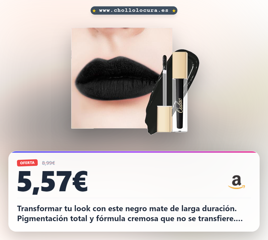 Disfruta del Pintalabios Mate Líquido Negro Oulac de larga duración y pigmentación total al mejor precio