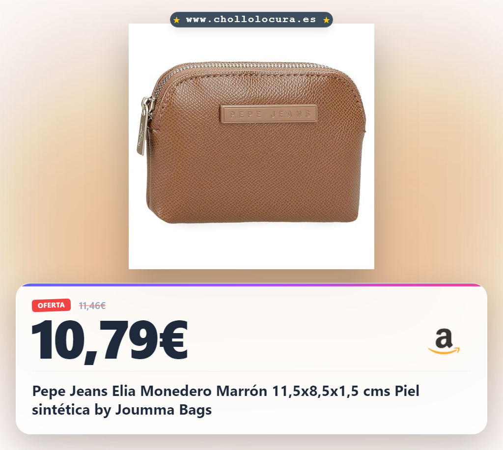 Pepe Jeans Elia Monedero Marrón 11,5x8,5x1,5 cms Piel sintética by Joumma Bags