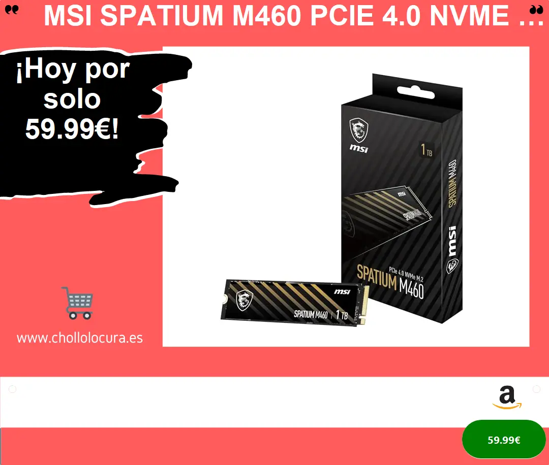 ¿Descubre el Disco Duro SSD más rápido y seguro del mercado? MSI SPATIUM M460 PCIe 4.0 NVMe M.2 1TB - ¡Alta velocidad, seguridad y fiabilidad garantizados!