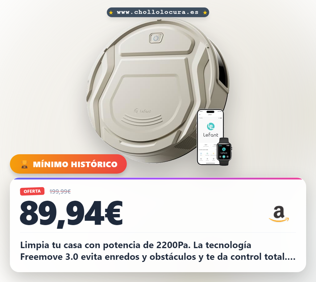 Aprovecha este robot aspirador 2200Pa con tecnología Freemove 3.0 y modos inteligentes para una limpieza sin enredos