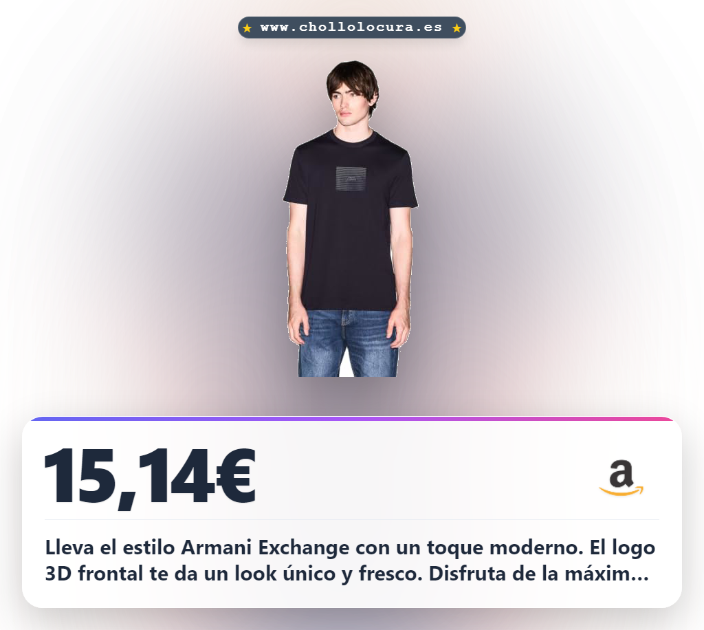 Lleva el estilo Armani Exchange con un toque moderno. El logo 3D frontal te da un look único y fresco. Disfruta de la máxima comodidad gracias a su tejido 100% algodón, perfecto para el día a día.