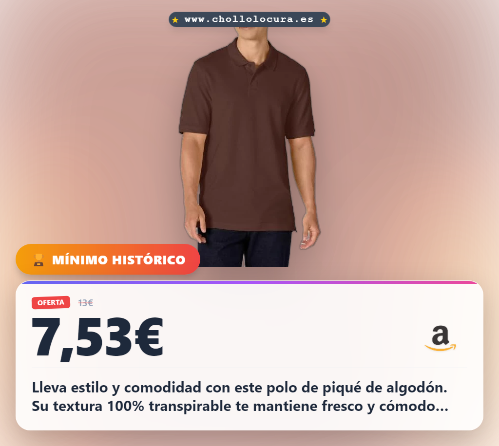 Consigue el polo de algodón piqué hombre de corte estándar y solapa de dos botones a precio de chollo