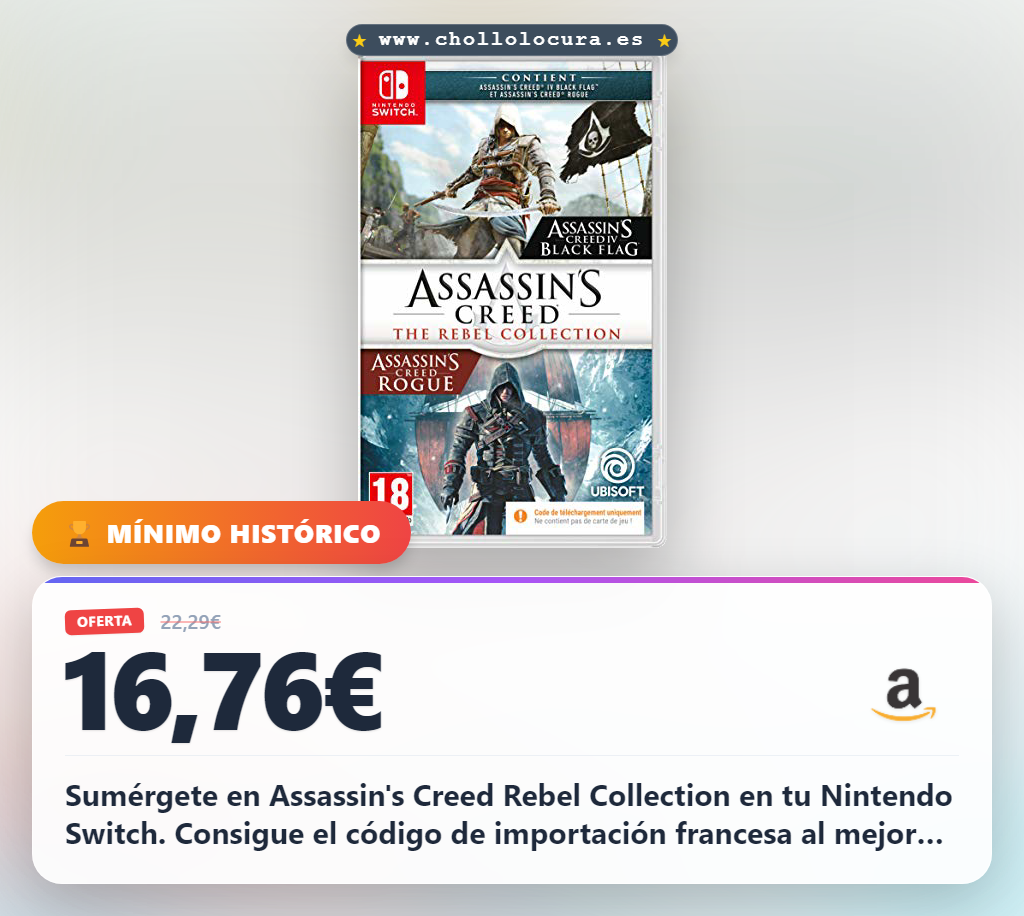 Consigue el código de Assassin's Creed Rebel Collection para Nintendo Switch con importación francesa al mejor precio