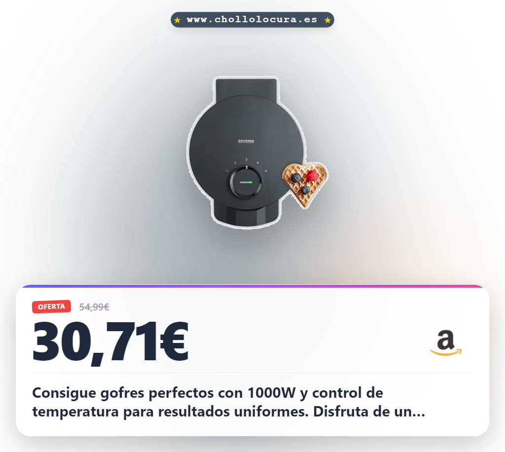 Aprovecha la Gofrera SEVERIN 1000W con gofres de corazón y revestimiento libre de PFAS en oferta