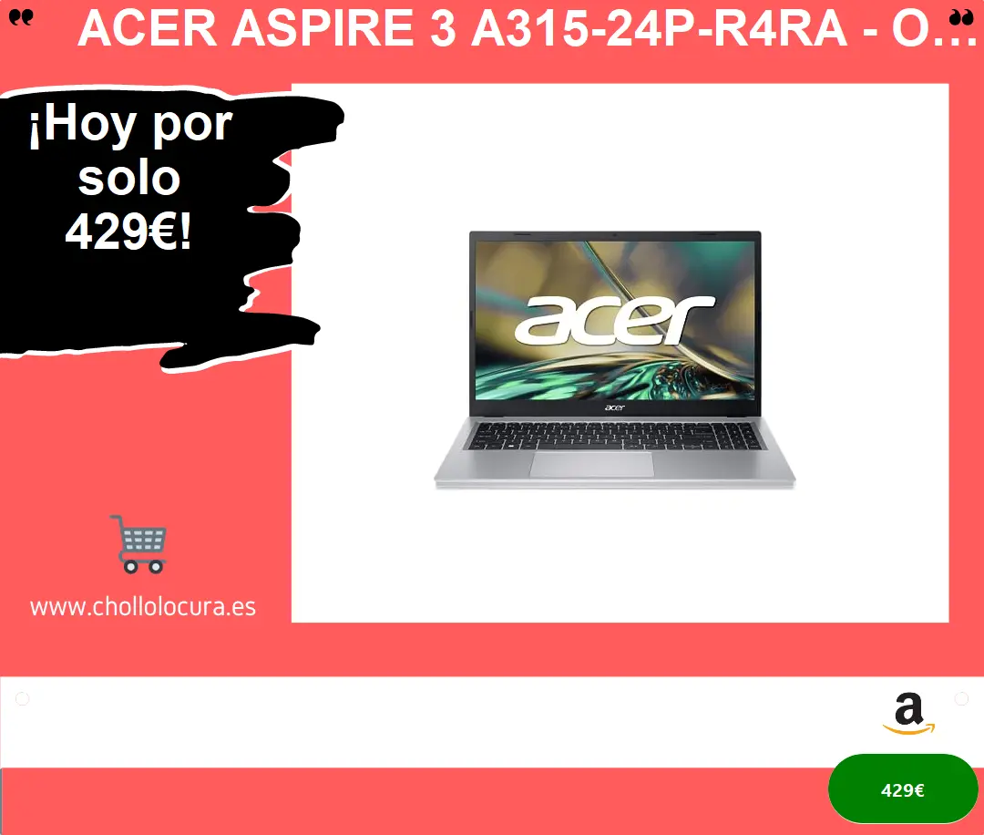 Acer Aspire 3 A315-24P-R4RA - Ordenador Portátil 15.6” Full HD IPS LCD (AMD Ryzen 5 7520U, 8GB RAM, 512GB SSD, AMD Radeon Graphics, Windows 11 Home) PC Portátil Color Plata - Teclado QWERTY Español